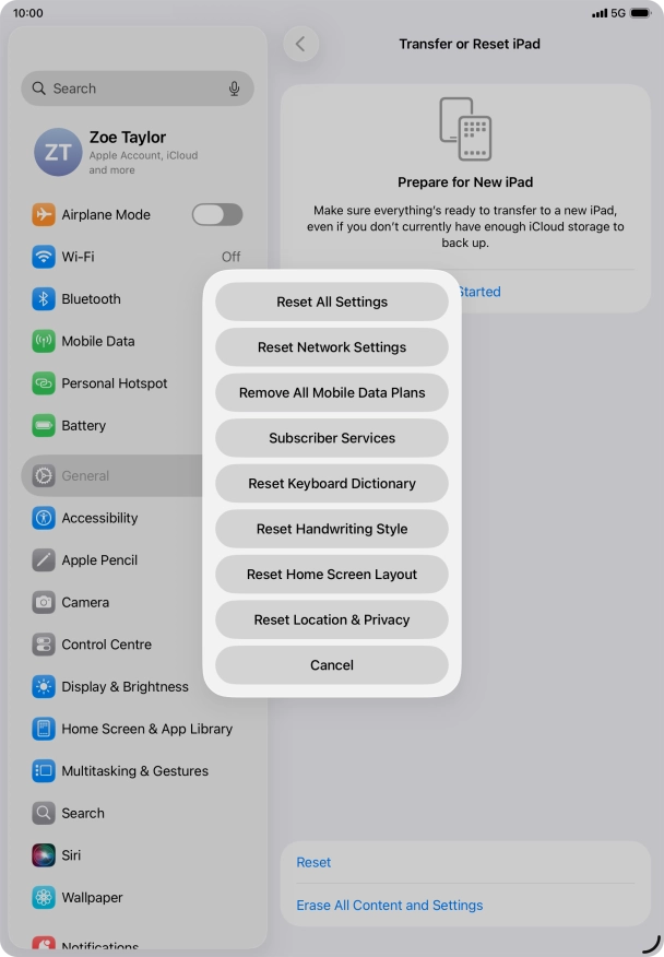 Press Reset All Settings.