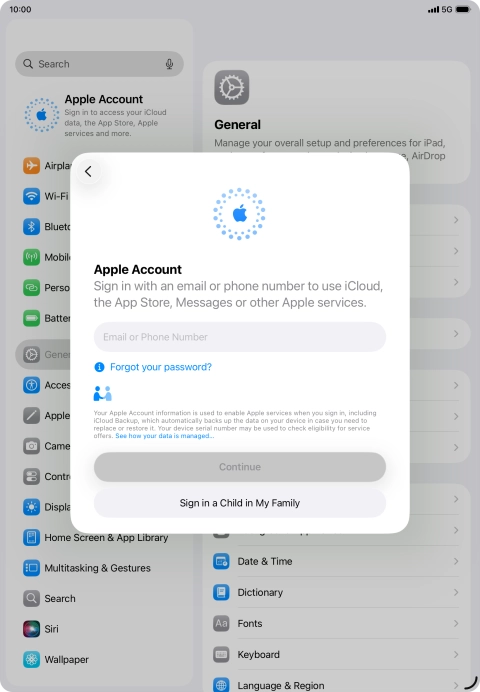 Press Email or Phone Number and key in the username for your Apple Account.