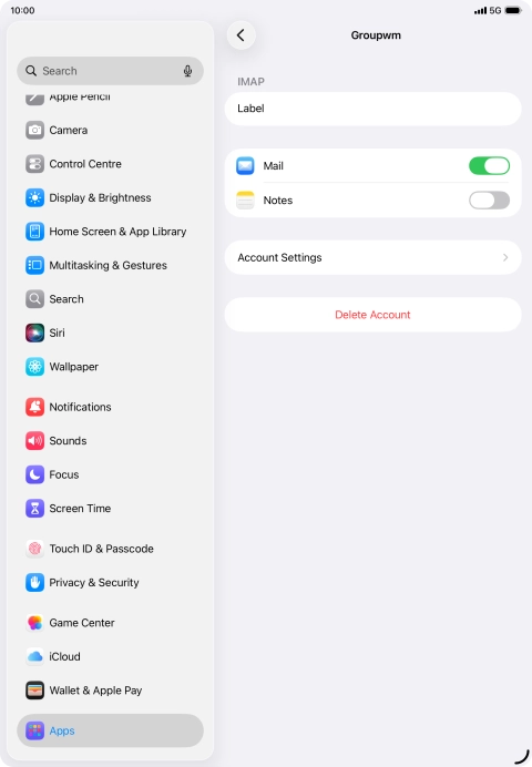 Press Account Settings.