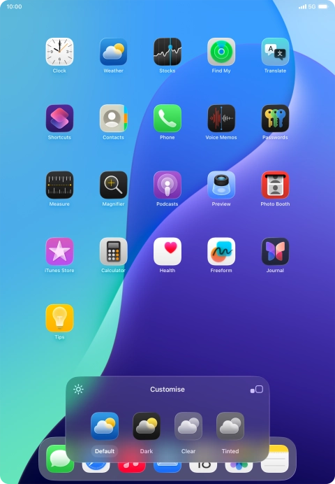 Press the required setting to select the size of app icons on the home screen.