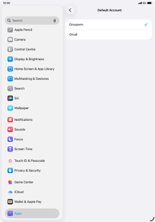 Press the required email account to select the email account as your default account.