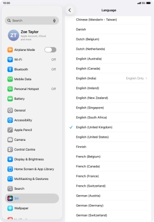 Press the required language.