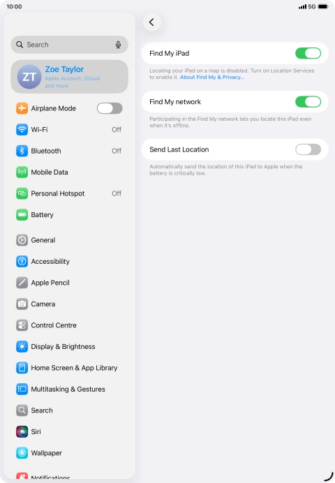 Press the indicator next to 