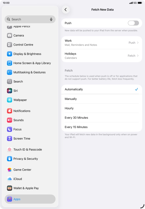 If you turn off the function, press the required setting.