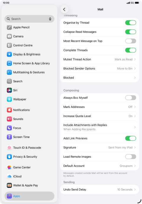 Press Default Account.