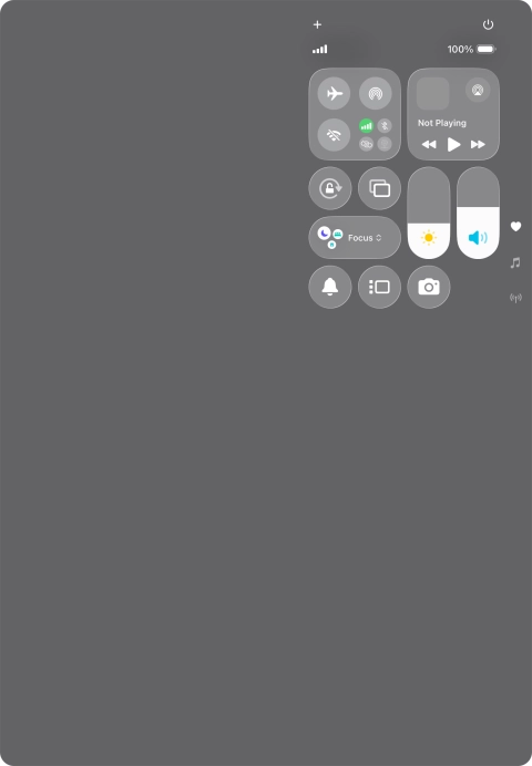 Slide your finger up or down on the screen to select the required Control Centre page.