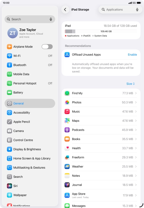 Press the required app.