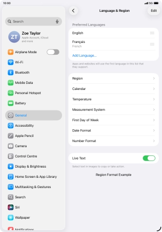 To subsequently select another language as the default language, press the move icon next to the required language and drag it to the top of the list.