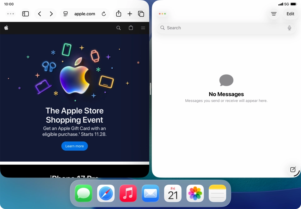 The applications are now displayed on a split screen.