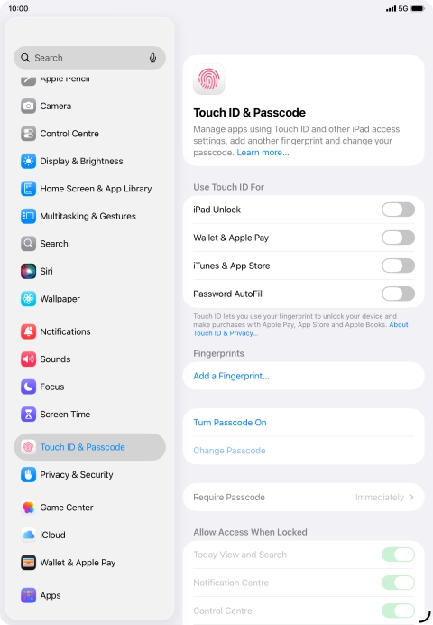 Press Add a Fingerprint... and follow the instructions on the screen to add your fingerprint.