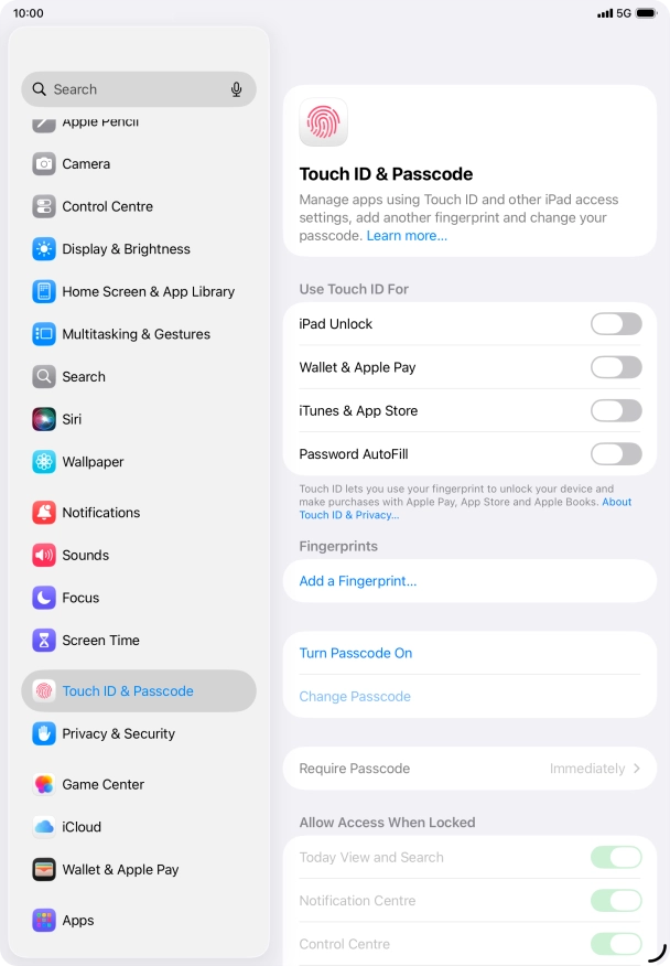 Press Add a Fingerprint... and follow the instructions on the screen to add your fingerprint.