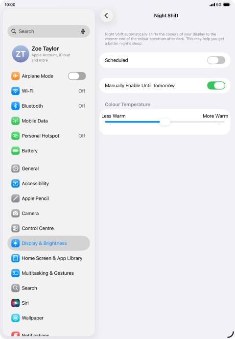 Press and drag the indicator below 
