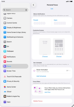 Press People and follow the instructions on the screen to select which contacts you would like to receive calls and notifications from when the selected focus mode is active.