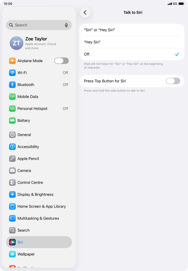 Press the indicator next to 