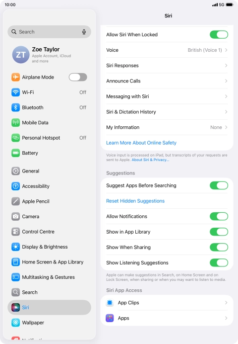 Press the required app.