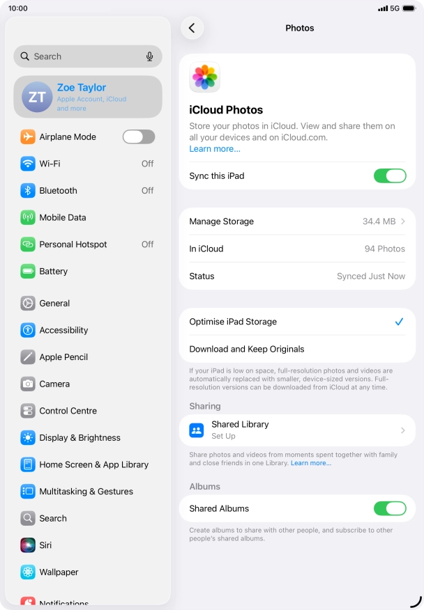 Press the indicator next to 