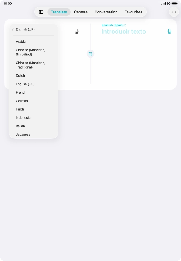 Press the required source language.