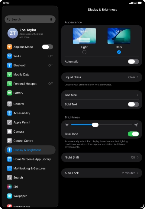 Press the indicator next to 
