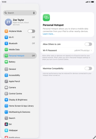 Press Wi-Fi Password and key in the required password.