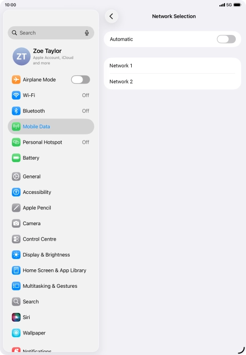 If you turn off the function, press the required network.
