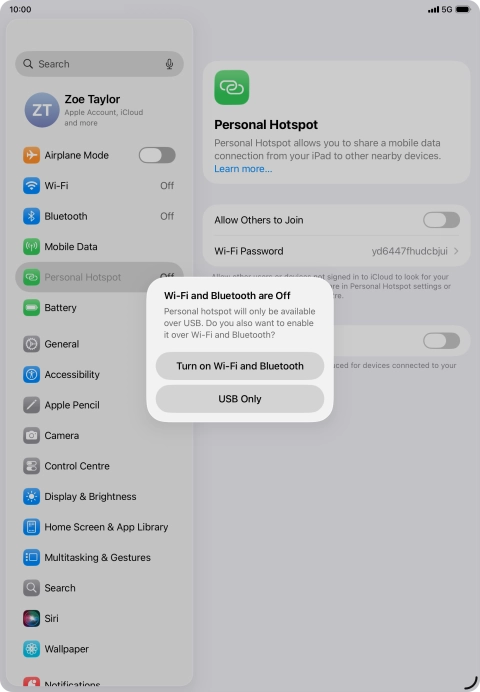 If Wi-Fi is turned off, press Turn on Wi-Fi and Bluetooth.