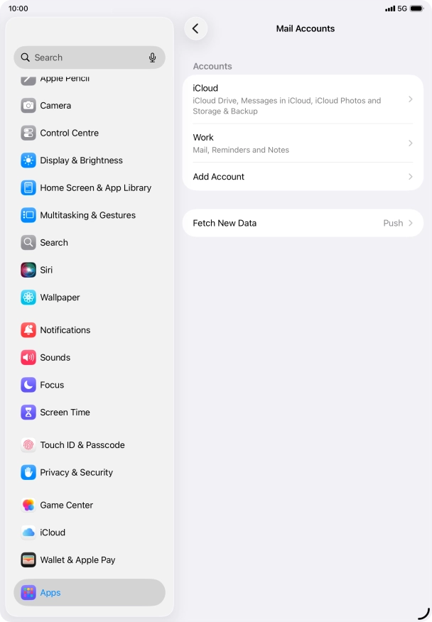 Press the required email account.