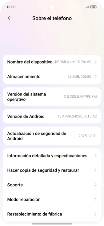 Pulsa Restablecimiento de fábrica.