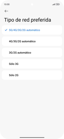 Pulsa el tipo de red deseado.