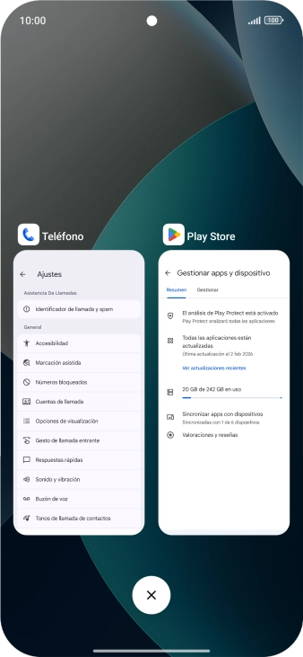 Para cerrar una sola aplicación en ejecución, desliza el dedo hacia la derecha sobre la aplicación deseada.