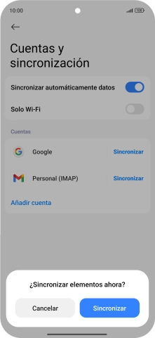 Si activas la función, pulsa Sincronizar.