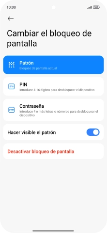 Pulsa Desactivar bloqueo de pantalla e introduce el código de seguridad extra que has creado anteriormente.