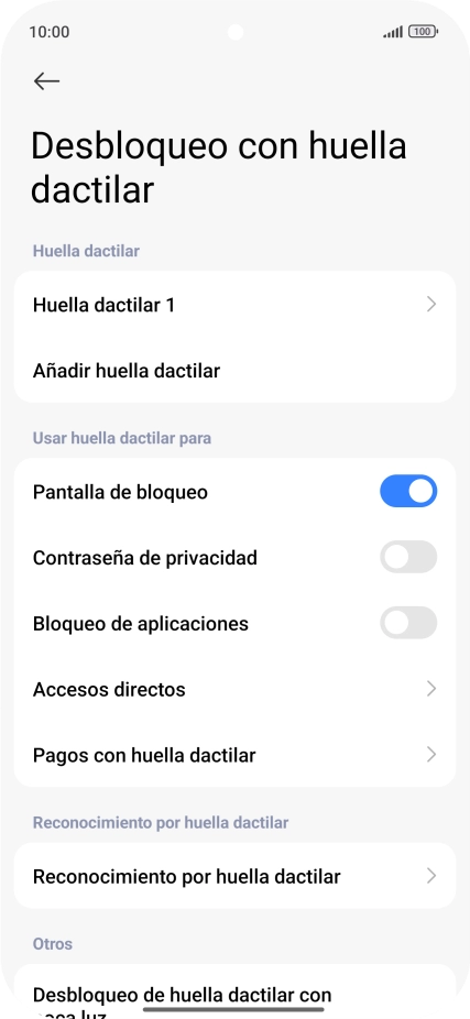 Pulsa  el indicador junto a los ajustes deseados para activarlos o desactivarlos.