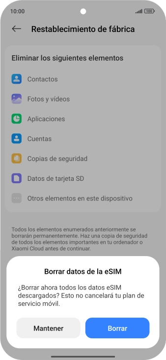 Pulsa el ajuste deseado.