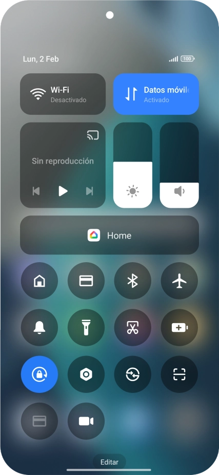 Pulsa el icono de modo de avión para activar o desactivar la función.