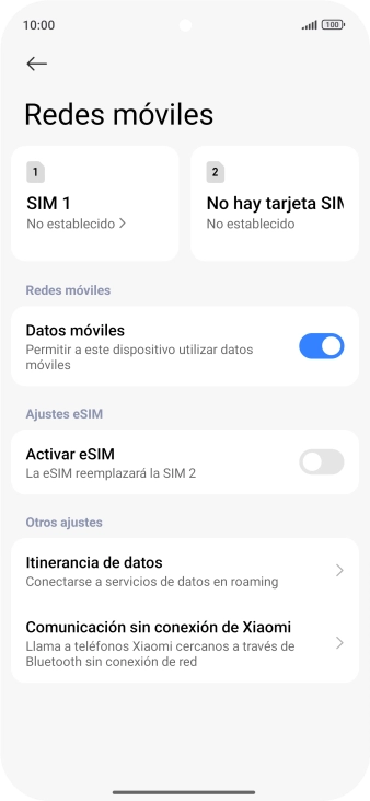Pulsa el nombre de la tarjeta SIM.
