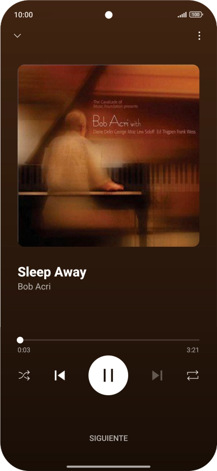 Pulsa la flecha hacia la derecha para ir al archivo de música siguiente.