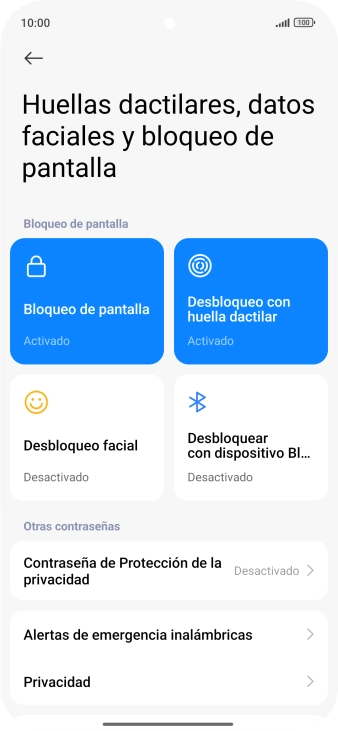 Pulsa Bloqueo de pantalla.