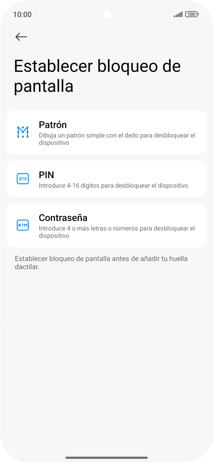 Pulsa el código de seguridad deseado.