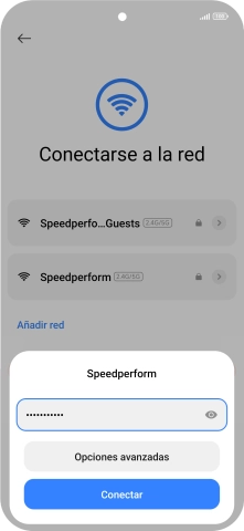 Introduce la contraseña de la red wifi y pulsa Conectar.