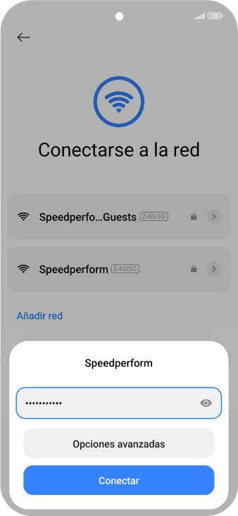 Introduce la contraseña de la red wifi y pulsa Conectar.