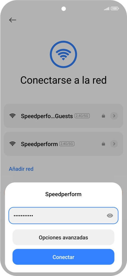 Introduce la contraseña de la red wifi y pulsa Conectar.