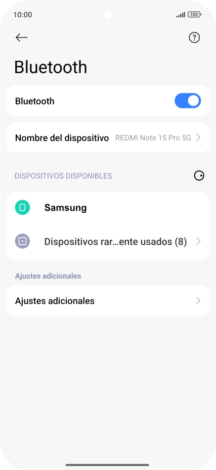 Pulsa el dispositivo Bluetooth deseado y sigue las indicaciones de la pantalla para vincular el dispositivo al teléfono.