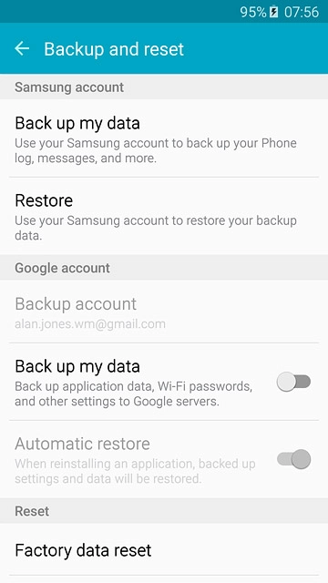 Press Factory data reset.