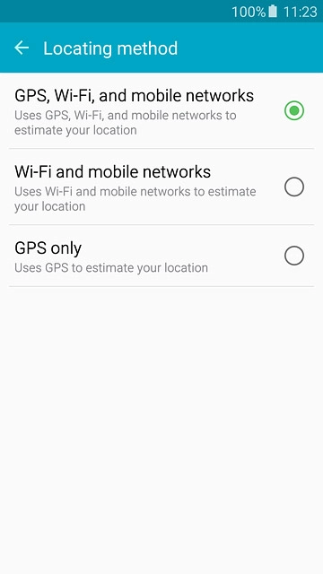 Press GPS, Wi-Fi, and mobile networks.