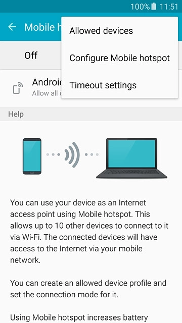 Press Configure Mobile hotspot.