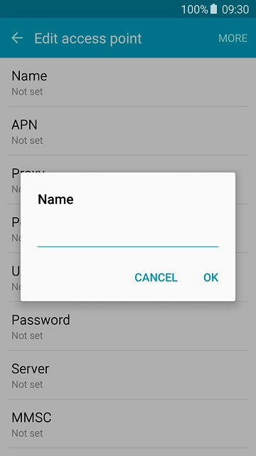 Key in Vodafone Internet and press OK.