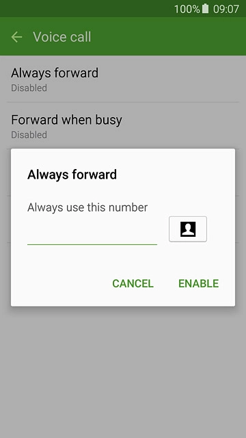 Key in (prefix) 5 (your phone number) and press ENABLE.