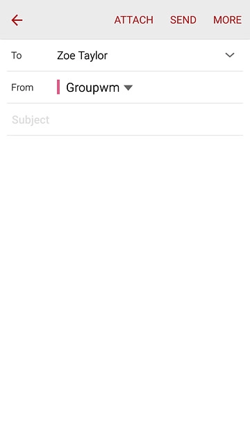 Press Subject and key in a subject for the email message.