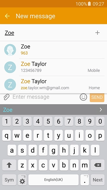 Key in the first letters of the required contact.Matching contacts are displayed.Press the required contact.