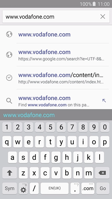 Key in the address of the required web page and press Go.